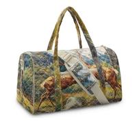 Kuiaobaty Elk Duel Travel Duffle Bag Quilted Weekender Bag with Trolley Sleeve Large Capacity Weekender Duffel for Women Lightweight Carry On Overnight Bag for Hunting Trips Mountain Escapes