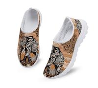 Kuiaobaty Ethnic Elephant Trainers for Women Breathable Mesh Flat Running Shoes, Boho Folk Elephant Print Memory Foam Sneakers Tennis