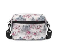Kuiaobaty European Castle Print Crossbody Bag for Women Large Ladies Shoulder Bag, Watercolor Palace Painting Cross Body Handbag for Travel