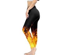 Kuiaobaty Fire Flames Women's High Waisted Leggings Yoga Pants Tummy Control Fires Pattern Workout Leggings for Exercise Outdoor, 34"