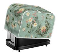 Kuiaobaty Floral Butterfly Toaster Machine Cover with Hook, Daisy Flowers Universal Dustproof Cover for 2 Slice Toaster, Light Teal