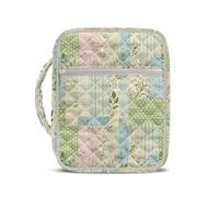 Kuiaobaty Floral Patchwork Bible Cover Case for Women Bible Study Supplies Durable Quilted Book Cover with Pockets, Secure Bible Carrying Case for Daily Church Use, Bible Study & Travel Companion