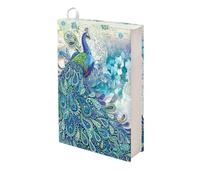 Kuiaobaty Folk Peacock Patterned Cloth Book Cover for Bible, Novel, Boho Birds Floral Notepad Slip on Jacket Washable Fabric