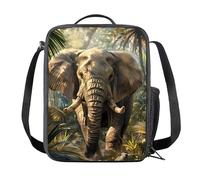 Kuiaobaty Forest Elephant Lunch Box for Girl Boy, Jungle Wild Animals Print Portable Lunch Bag for School Travel,Insulated Lunch Container
