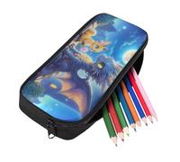 Kuiaobaty Fox Dragon Pencil Case for Girls School Office Pencil Pouch Big Capacity Pencil Bag Durable Zipper Pencil Case, Back to School Gifts