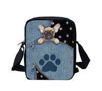 Kuiaobaty French Bulldog Print Zip Crossbody Bags Purse Dog Paws Small Shoulder Travel Bag Square Bag for School,Work Phone Pouch