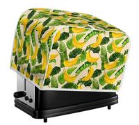 Kuiaobaty Fruit Banana Print Toaster Cover 2 Slice Bread Maker Cover with Hook, Banana Leaf Pattern Small Kitchen Appliance Dust Cover
