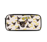Kuiaobaty Funny Chihuahua Print Kids Pencil Case Children Cute Dog Puppy Pencil Pouch for School Zip up Pen Box