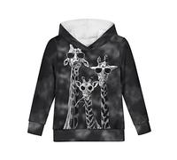Kuiaobaty Funny Giraffe Family Kids Hoodies 6-15 Y Animals Boys Girls Tops Long Sleeve School Sport Sweatshirt with Pocket Grey Pullover