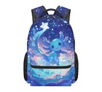 Kuiaobaty Galaxy Axolotl Kids Backpack - 17 Inch Unique Print Bookbag for Girls No More Sore Shoulders Lightweight Shoolbag for Primary School