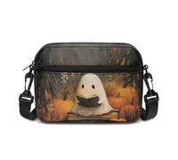 Kuiaobaty Ghost Reading Print Crossbody Bag for Women Shoulder Bag, Ghosts Pumpkin Painting Anti-Theft Crossbody Clutch with Adjustable Strap