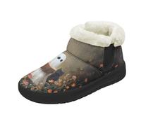 Kuiaobaty Ghosts Floral Womens Boot Slippers Snow Boots with Fluffy Lined, Halloween Ghost Reading Winter Bootie Slippers for Outdoor Anti-Slip, Size 5