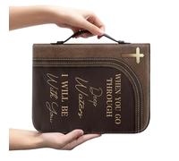 Kuiaobaty God Saying Book Cover Bag Leather Bible Case for Men, Lion Bible Quotes Print Book Organizer for Daily & Travel Large Size 11 x 8 x 2 inch,L