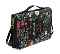 Kuiaobaty God Saying Pattern Bible Case with Handle and Pen Pocket, Cute Floral Print Bible Carrying Case with Shoulder Strap