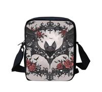 Kuiaobaty Gothic Bat Crossbody Bags for Women Halloween Rose Floral Small Messenger Bags Girl Small Shoulder Bag Cellphone Bag Pouch