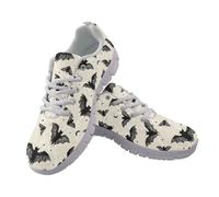 Kuiaobaty Gothic Bats Women's Sneakers Fashion Casual Walking Shoes, Bat Crescent Moons Breathable Jogging Gym Sports Trainers, Beige