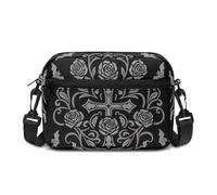 Kuiaobaty Gothic Cross Roses Crossbody Bag for Women Shoulder Bag Anti-Theft, Roses Bats Crossbody Clutch with Adjustable Strap, Travel Work Daily Use
