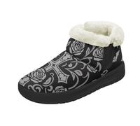 Kuiaobaty Gothic Cross Womens Memory Foam Slipper Boots House Shoes, Witch Cross Roses Ladies Walking Shoes Bootie Slippers for Indoor & Outdoor, Size 7