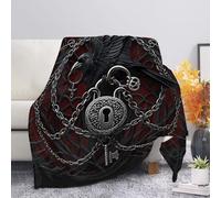 Kuiaobaty Gothic Raven Throw Blanket for Women Men Throws for Sofas, Chains Crow Print Fuzzy Soft Warm Blanket for Bed Armchairs