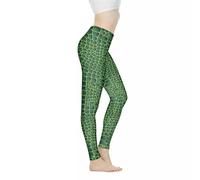 Kuiaobaty Green Crocodile Leather Pattern Women Pilates Tights Alligator Skin Texture Skinny Pants Gym Workout Opaque Sports Leggings