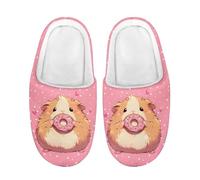 Kuiaobaty Guinea Pig Print Kids Cozy Slippers Memory Foam Cartoon Animal Warm Cozy Slip On House Slippers, Pink Doughnut House Shoes for Home Use