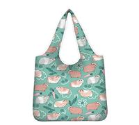Kuiaobaty Guinea Pig Shopping Bag Cute Animals Print Shopper Bag Large Storage Bag for Groceries Travel Handbag