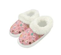 Kuiaobaty Guinea Pig Slippers for Women Memory Foam Cartoon Guinea Pig Fluffy Collar Slippers, Pink Doughnut Comfy Winter House Shoes Non Slip