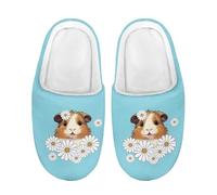 Kuiaobaty Guinea Pig Winter Slippers for Girls Memory Foam Slip On Slipper, Cartoon Guinea Pig Daisy House Shoes Indoor Outdoor Anti Slip Sole