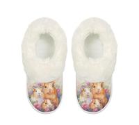 Kuiaobaty Guinea Pig Womens Fluffy Slippers Memory Foam Watercolor Guinea Pig Floral Indoor Outdoor Home Slippers Shoes with Warm Fuzzy Lining, Anti Skid