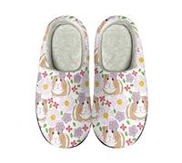 Kuiaobaty Guinea Pigs Flowers Women's Winter Warm Slippers Hamster Floral Non-slip Home Slippers Comfortable Fleece Lining Indoor Slip on
