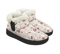 Kuiaobaty Halloween Cats Faux Fur Boots Slippers Women Cartoon Kitty Cat Ladies Warm Lined Ankle Boots Indoor Outdoor Slippers House Shoes, Size 6
