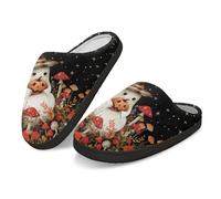Kuiaobaty Halloween Ghost Slippers for Women Memory Foam, Cartoon Ghost Print Comfy Fuzzy House Scuffs Slippers with Fleece Lining Rubber Soles