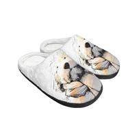 Kuiaobaty Hand Drawn Dog Slip-On House Shoes Ladies Bedroom Sleepers, Great Pyrenees Dog Painting Winter Indoor Home Scuff Slippers for Women