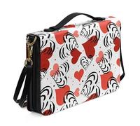 Kuiaobaty Heart Pattern Bibles Storage Bag with Pen Phone Pockets, Watercolor Love Print Fingerprint Bible Protective Church Book Sleeve for Women Men