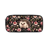 Kuiaobaty Hedgehog Print Pencil Case for Girls Animals Flowers School Pencil Pouch for Kids Stationary Storage Bag Pencil Bag