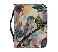 Kuiaobaty Hummingbird Book Cover for Bible, Modern Painting Art Forest Bird Novel Book Carry Case with Inside Slots for Phone,Pen,M