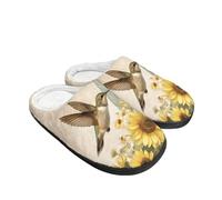 Kuiaobaty Hummingbird Women's Slippers Cozy Memory Foam Bid Sunflowers Scuff Slippers Non-Slip Comfy Winter House Shoes Non Slip