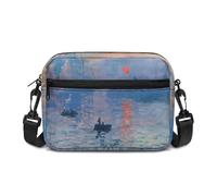 Kuiaobaty Impression Sunrise Cross Body Bag Women Lightweight Shoulder Handbag, Monet Painting Art Crossbody Messenger Bag Multi Pocket, Adjustable Strap