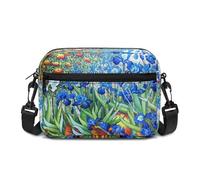 Kuiaobaty Irises Painting Zipper Cross Body Phone Bags, Vincent Painted Impressionism Art Multi Pocket Shoulder Handbags for Ladies Crossbody Bag