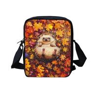 Kuiaobaty Kawaii Hedgehog Print Crossbody Bags for Women Zipper Phone Pouch, Fall Marple Leaves Lightweight Mini Square Bag Shopping Purses