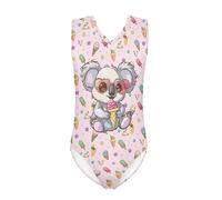Kuiaobaty Kawaii Koala Print Swimming Costume for Girl,Ice Cream Pattern One-Piece Bathing Suit Swimwear for Beach Pink Swimsuit
