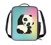 Kuiaobaty Kids Insulated Lunch Bag Cute Panda Print Lunch Box for Girl Rainbow Colorful Food Bag Women Meal Bag for Work
