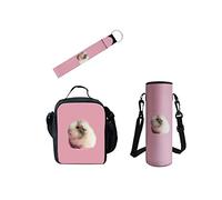 Kuiaobaty Kids Insulated Lunch Bag Set Cute Guinea Pig Girl Pink Water Bottle Holder Wristlet Keychain Student Meal Bag