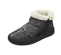 Kuiaobaty Ladies Bootie Slippers Gothic Spiderweb Fluffy Lined Snow Boot, Spiderweb Roses Soft Warm Bootee Walking Boots Lightweight Non-slip Sole, Size 7.5