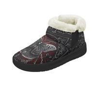 Kuiaobaty Ladies' Warm Boots Slippers Gothic Butterfly Soft Fluffy Booties Slipper Memory Foam, Gothic Chains Lock Print Ladies Ankle Booties, Size 11.5