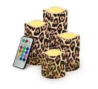 Kuiaobaty Leopard Print LED Pillar Candle Gifts for Lady, Realistic and Bright Flickering Flameless LED Tea Light Battery Operated