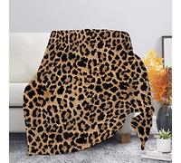Kuiaobaty Leopard Print Throw Blanket King Size Bedspread Brown Throws for Sofas Fluffy Soft Warm Blanket for Bed Settees Armchairs