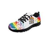 Kuiaobaty LGBTQ Pride Sneakers for Men Women, Rainbow Color Lightweight Trainers Athletic Shoes Comfortable Work Sneakers, Love is Love