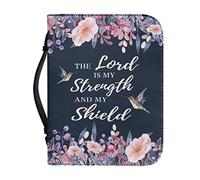 Kuiaobaty Lord Quotes Bible Book Cover with Handle, Floral PU Leather Bible Case for Mon,Daughter, Zipper Notebook Carrying Case