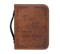 Kuiaobaty Lord Quotes Bible Case Cover with Handle, Brown Leather Carrying Book Case Church Bag Bible Cover Gift for Farther